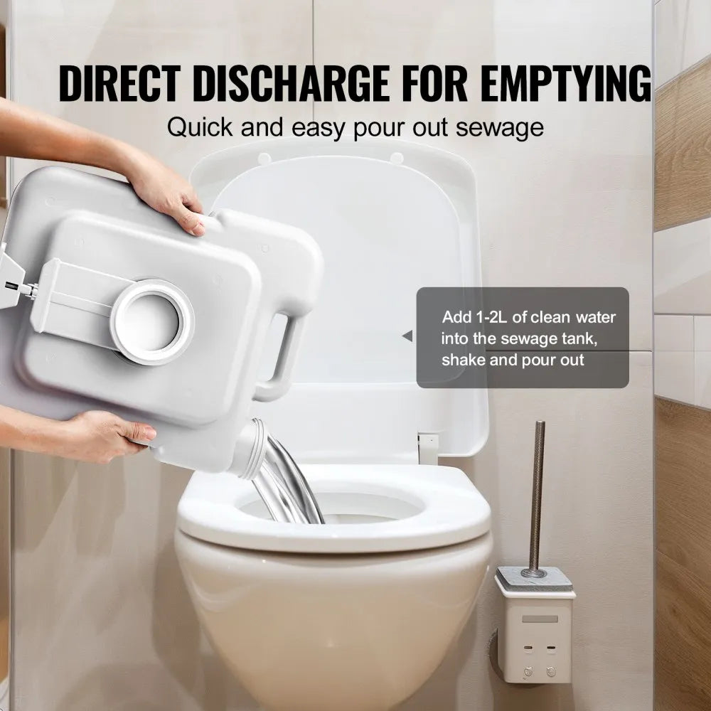 VEVOR Portable Toilet, Travel Camping Toilet, 3.2 Gal Commode Potty, Outdoor Portable Toilet, Indoor Portable Toilet, RV Toilet Flush, Boat Toilet, Leak-Proof Commode, Pressure Flush Toilet, Lightweight Travel Potty