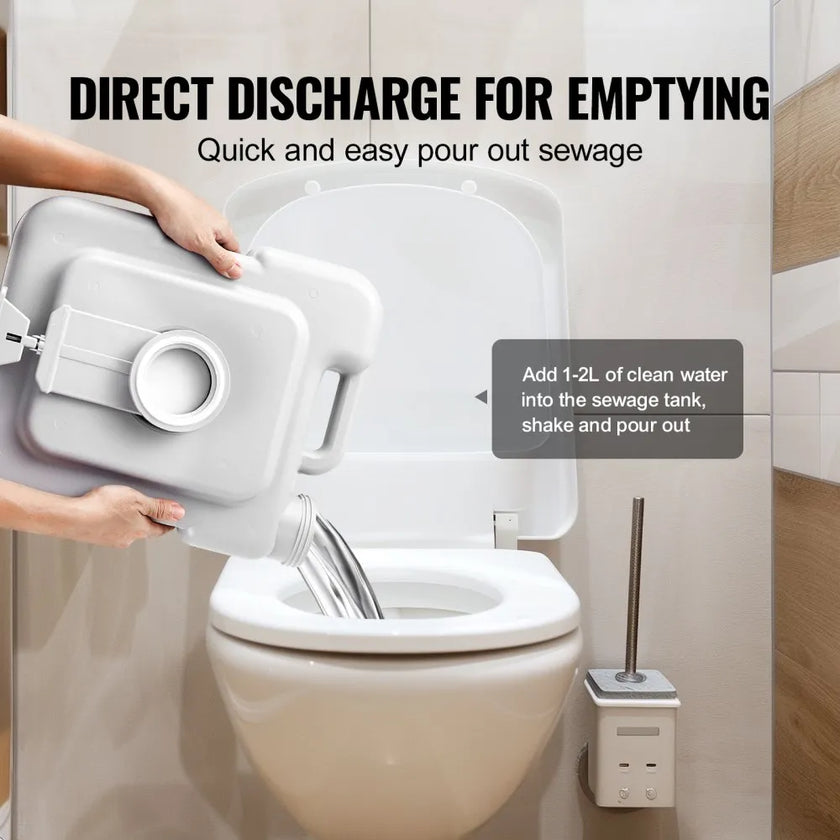 VEVOR Portable Toilet, Travel Camping Toilet, 3.2 Gal Commode Potty, Outdoor Portable Toilet, Indoor Portable Toilet, RV Toilet Flush, Boat Toilet, Leak-Proof Commode, Pressure Flush Toilet, Lightweight Travel Potty