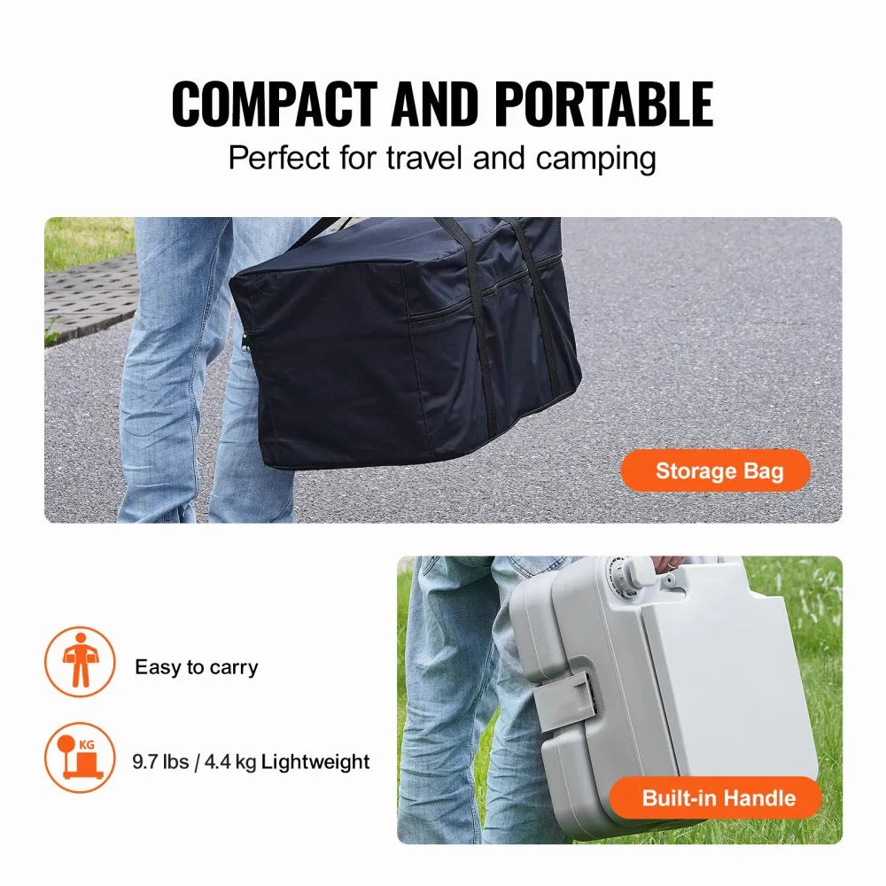 VEVOR Portable Toilet, Travel Camping Toilet, 3.2 Gal Commode Potty, Outdoor Portable Toilet, Indoor Portable Toilet, RV Toilet Flush, Boat Toilet, Leak-Proof Commode, Pressure Flush Toilet, Lightweight Travel Potty
