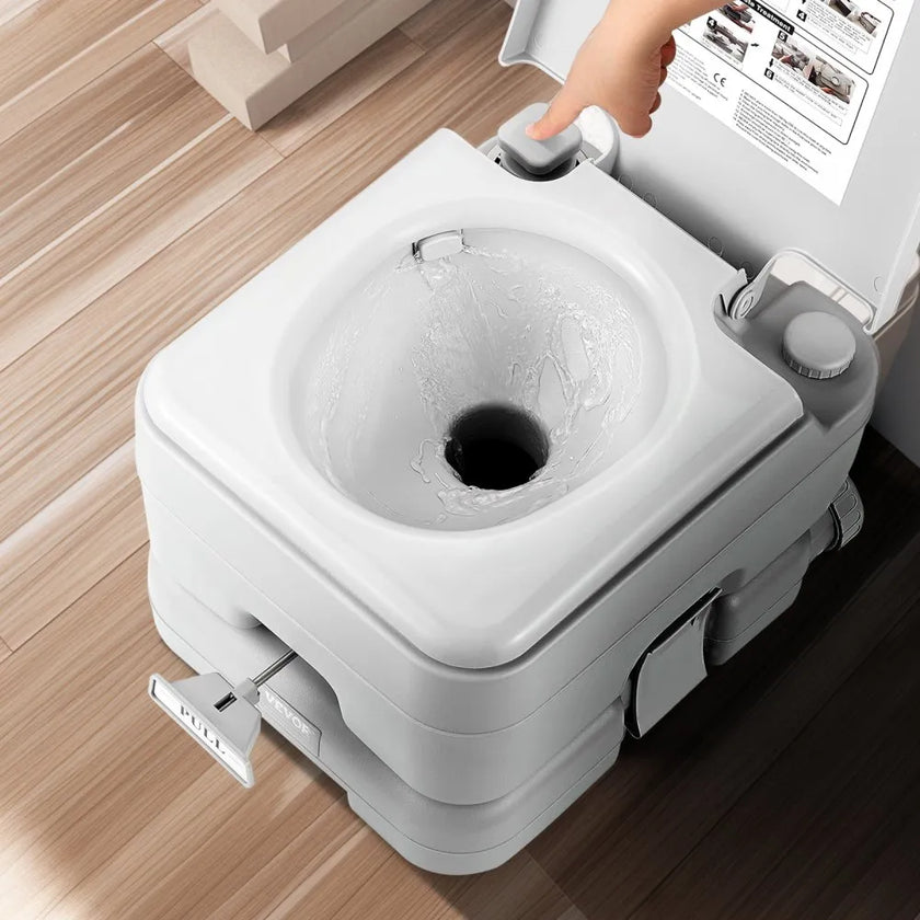 VEVOR Portable Toilet, Travel Camping Toilet, 3.2 Gal Commode Potty, Outdoor Portable Toilet, Indoor Portable Toilet, RV Toilet Flush, Boat Toilet, Leak-Proof Commode, Pressure Flush Toilet, Lightweight Travel Potty