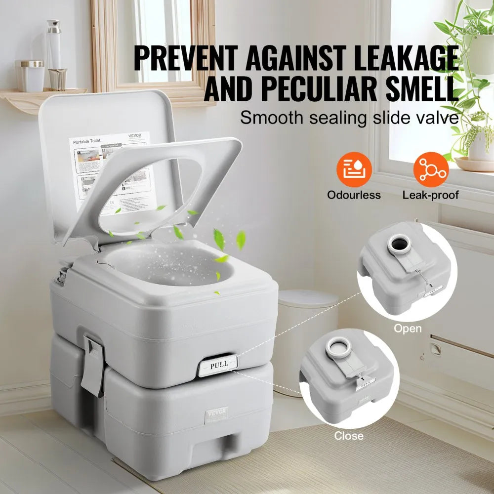 VEVOR Portable Toilet Flush Travel Camping 5.3 Gal Commode Potty with Carry Bag