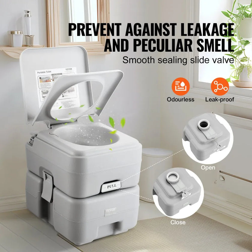 VEVOR Portable Toilet Flush Travel Camping 5.3 Gal Commode Potty with Carry Bag
