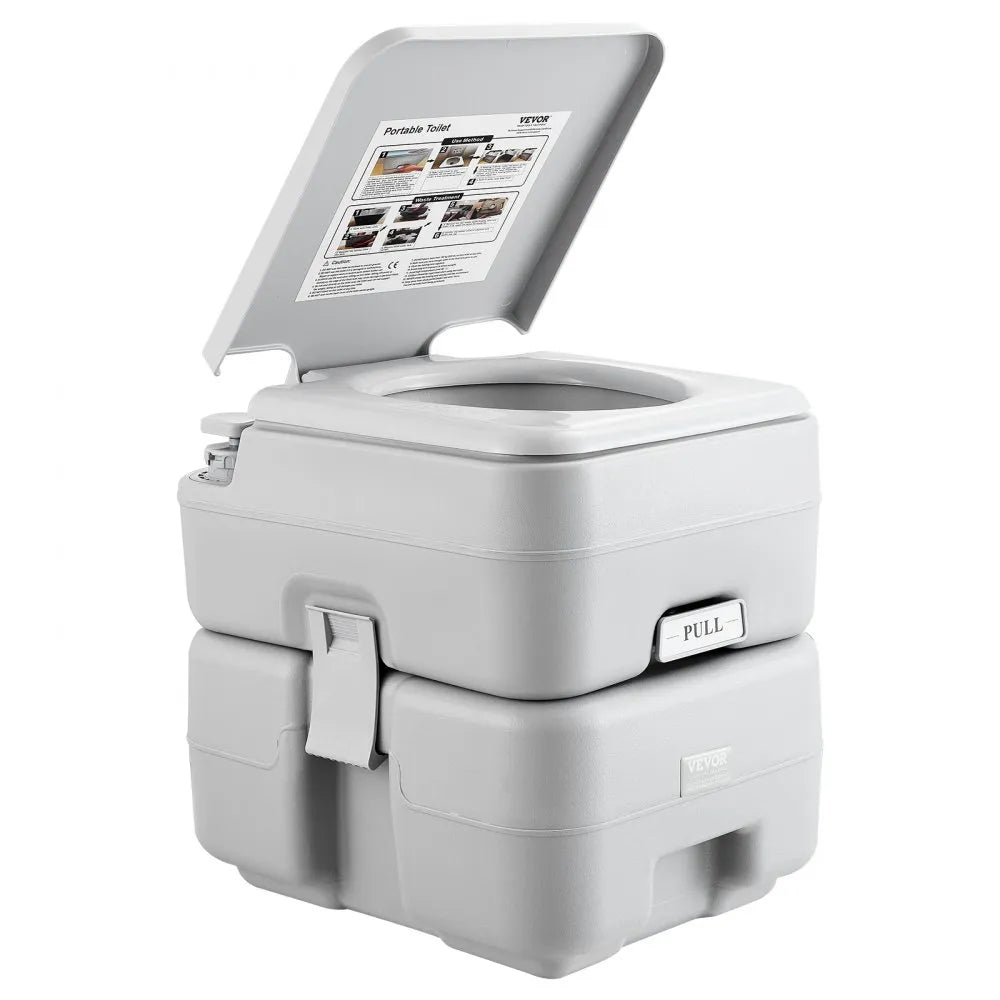 VEVOR Portable Toilet Flush Travel Camping 5.3 Gal Commode Potty with Carry Bag