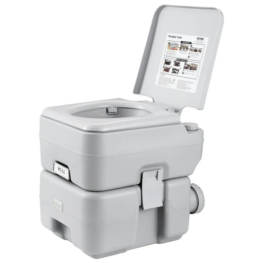 VEVOR Portable Toilet Flush Travel Camping 5.3 Gal Commode Potty with Carry Bag