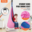 VEVOR Kids Pod Swing Seat, Hanging Hammock Chair with LED Lights Strings, Inflatable Cushion, Sensory Pod Swing Chair for Kids Indoor and Outdoor Hanging Chair, 100% Cotton Loading Capacity 120 lbs