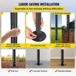 VEVOR String Light Poles, 4 Pack 10.6 FT, Outdoor Powder Coated Steel Lamp Post with Hooks to Hang Lantern and Flags, Decorate Garden, Backyard, Patio, Deck, for Party and Wedding, Black