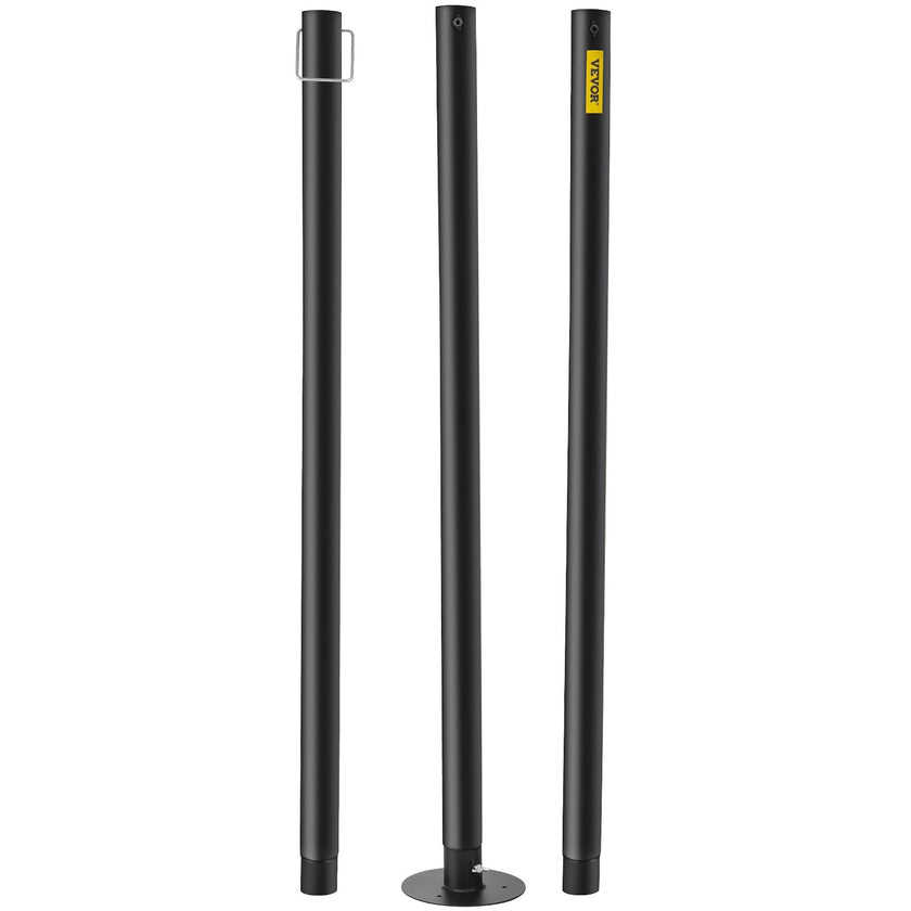 VEVOR String Light Poles, 4 Pack 10.6 FT, Outdoor Powder Coated Steel Lamp Post with Hooks to Hang Lantern and Flags, Decorate Garden, Backyard, Patio, Deck, for Party and Wedding, Black