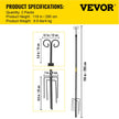 VEVOR String Light Poles, 2 Pack 9.7 FT, Outdoor Powder Coated Steel Lamp Post with Hooks to Hang Lantern and Flags, Decorate Garden, Backyard, Patio, Deck, for Party and Wedding, Black