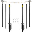 VEVOR String Light Poles, 2 Pack 9.7 FT, Outdoor Powder Coated Steel Lamp Post with Hooks to Hang Lantern and Flags, Decorate Garden, Backyard, Patio, Deck, for Party and Wedding, Black
