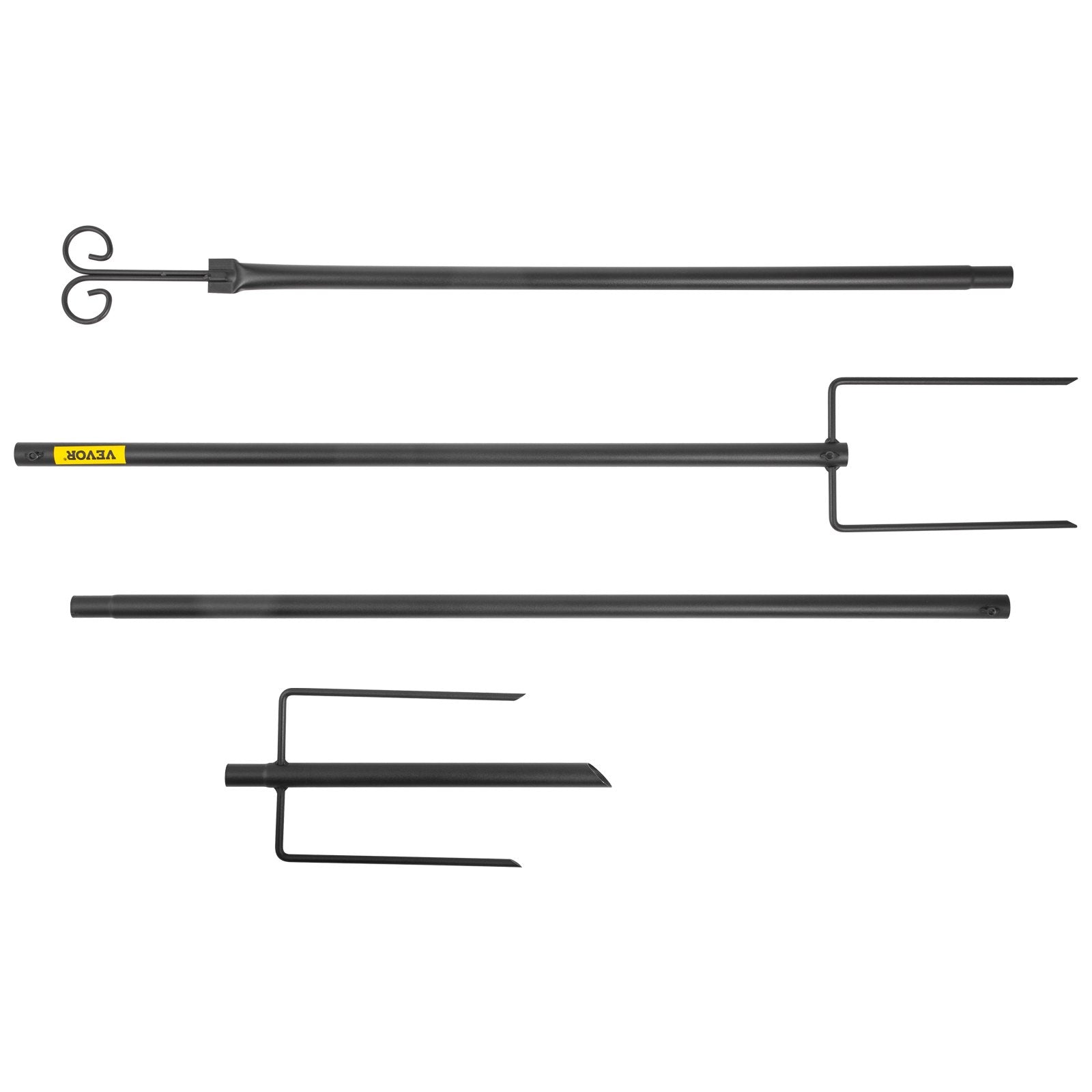 VEVOR String Light Poles, 2 Pack 9.7 FT, Outdoor Powder Coated Steel Lamp Post with Hooks to Hang Lantern and Flags, Decorate Garden, Backyard, Patio, Deck, for Party and Wedding, Black