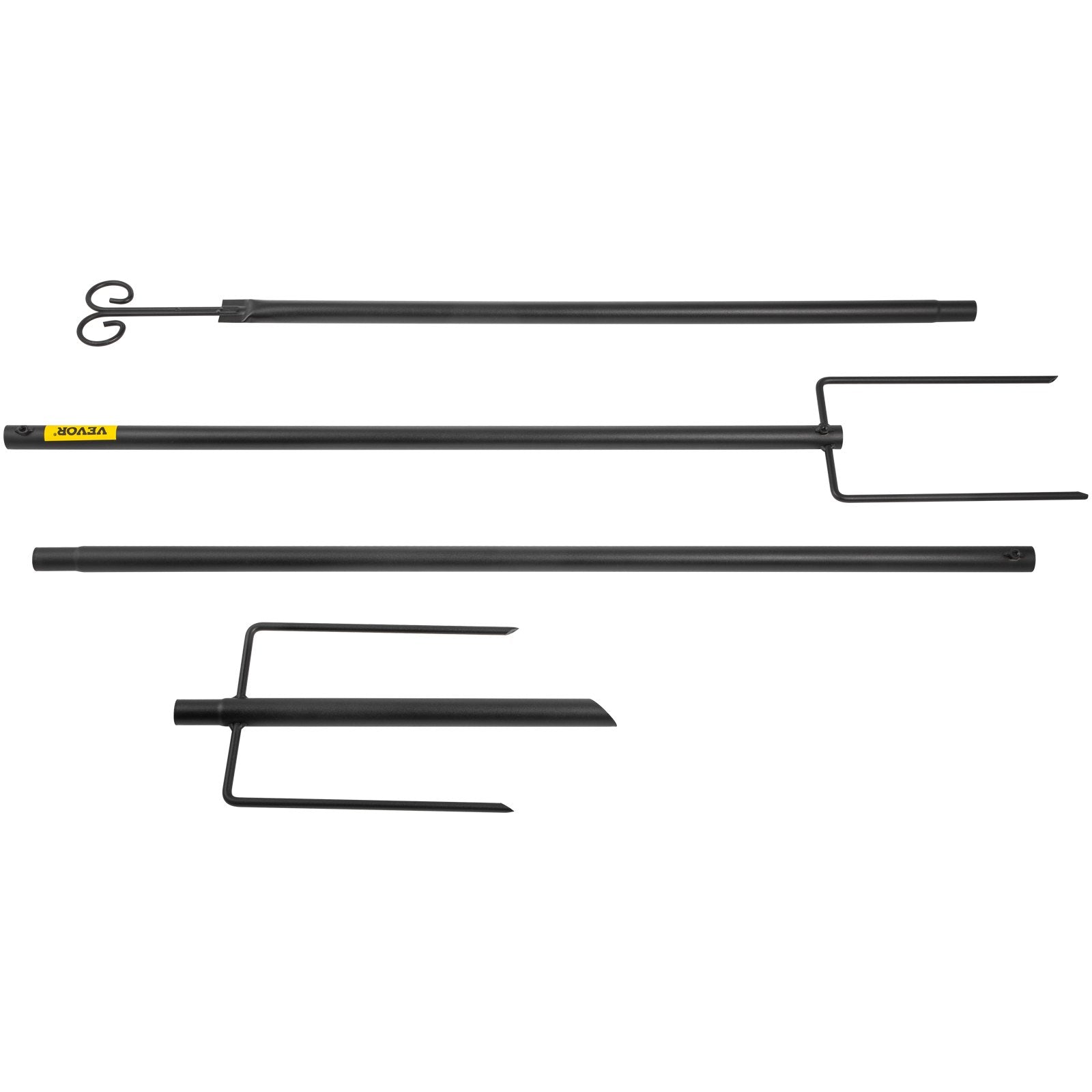 VEVOR String Light Poles, 2 Pack 9.7 FT, Outdoor Powder Coated Steel Lamp Post with Hooks to Hang Lantern and Flags, Decorate Garden, Backyard, Patio, Deck, for Party and Wedding, Black