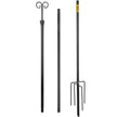 VEVOR String Light Poles, 2 Pack 9.7 FT, Outdoor Powder Coated Steel Lamp Post with Hooks to Hang Lantern and Flags, Decorate Garden, Backyard, Patio, Deck, for Party and Wedding, Black