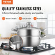 VEVOR Steamer Pot, 8.66in/22cm Steamer Pot for Cooking with 3QT Stock Pot and Vegetable Steamer, Large Capacity Stainless Steel Food Steamer Cookware with Lid for Gas Electric Induction Grill Stove