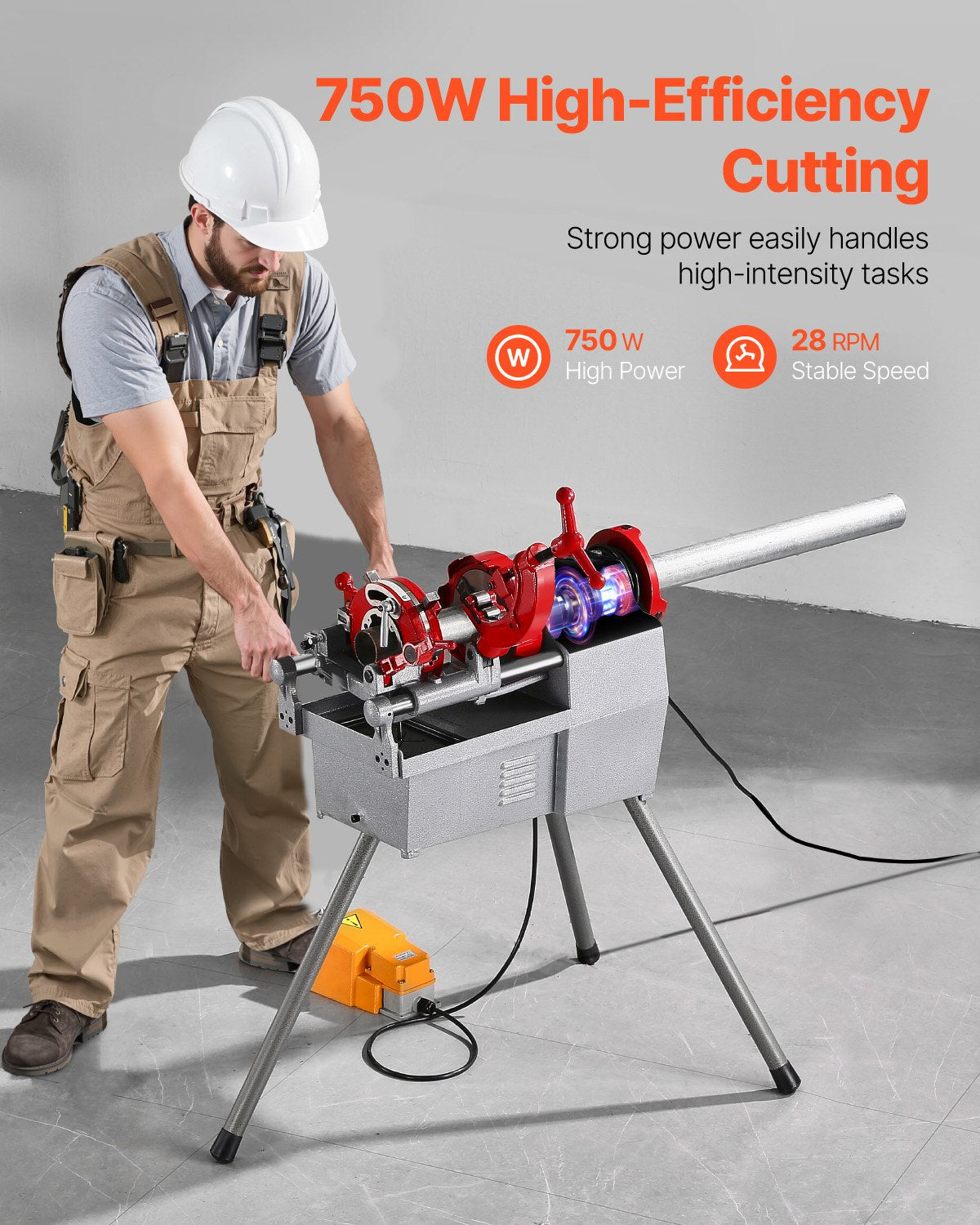 VEVOR Electric Pipe Threader Machine 750W Threading Machine for 1/2