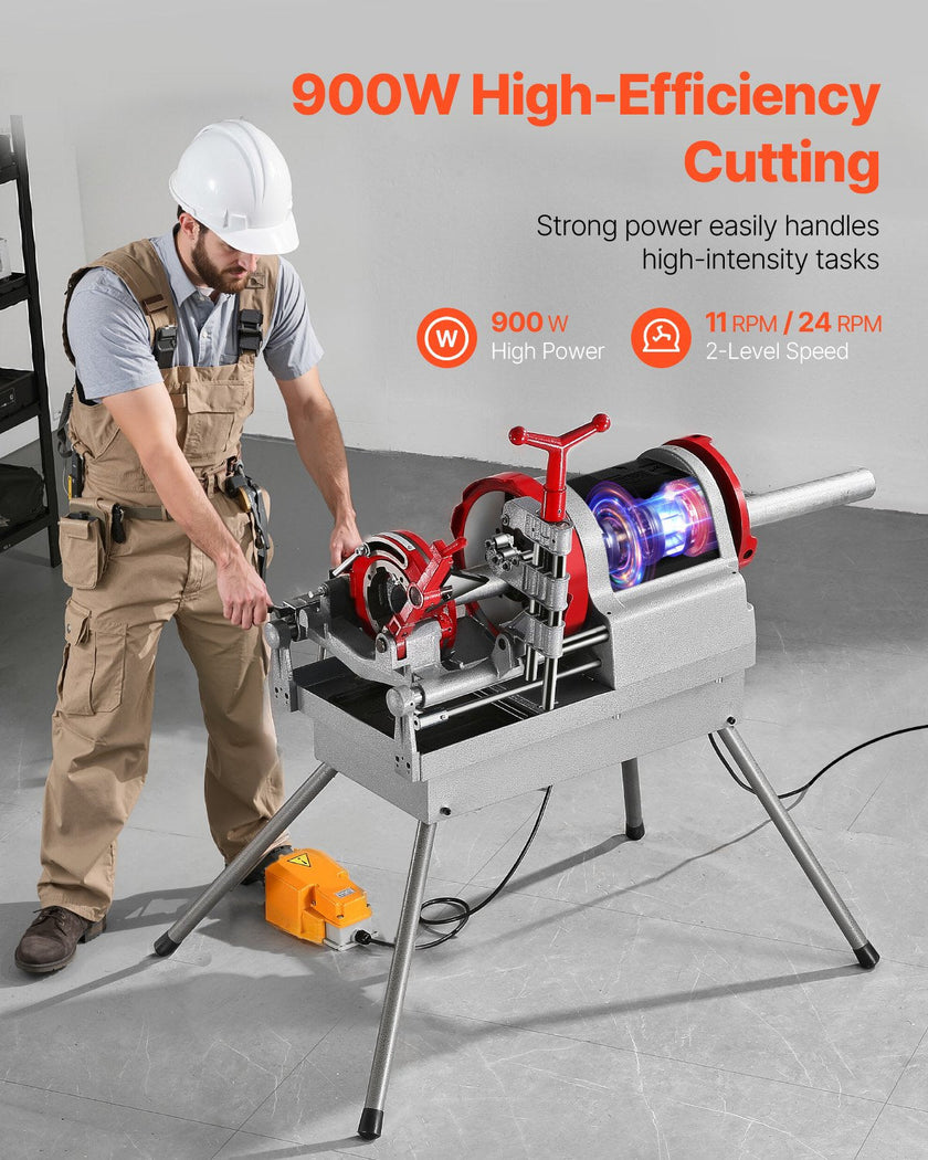 VEVOR Electric Pipe Threader Machine 900W Threading Machine for 1/2
