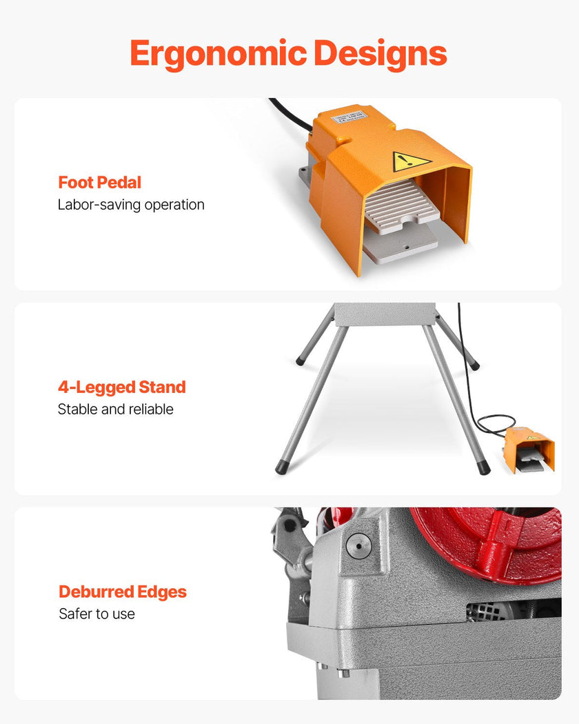 VEVOR Electric Pipe Threader Machine 900W Threading Machine for 1/2