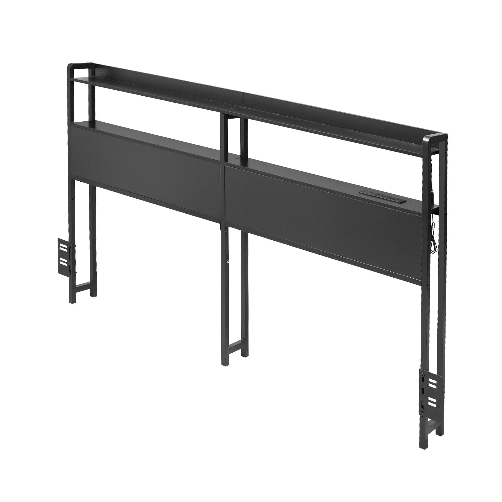 VEVOR Headboard for Queen Size Bed Head Board with 2 Shelves & LED Light Black