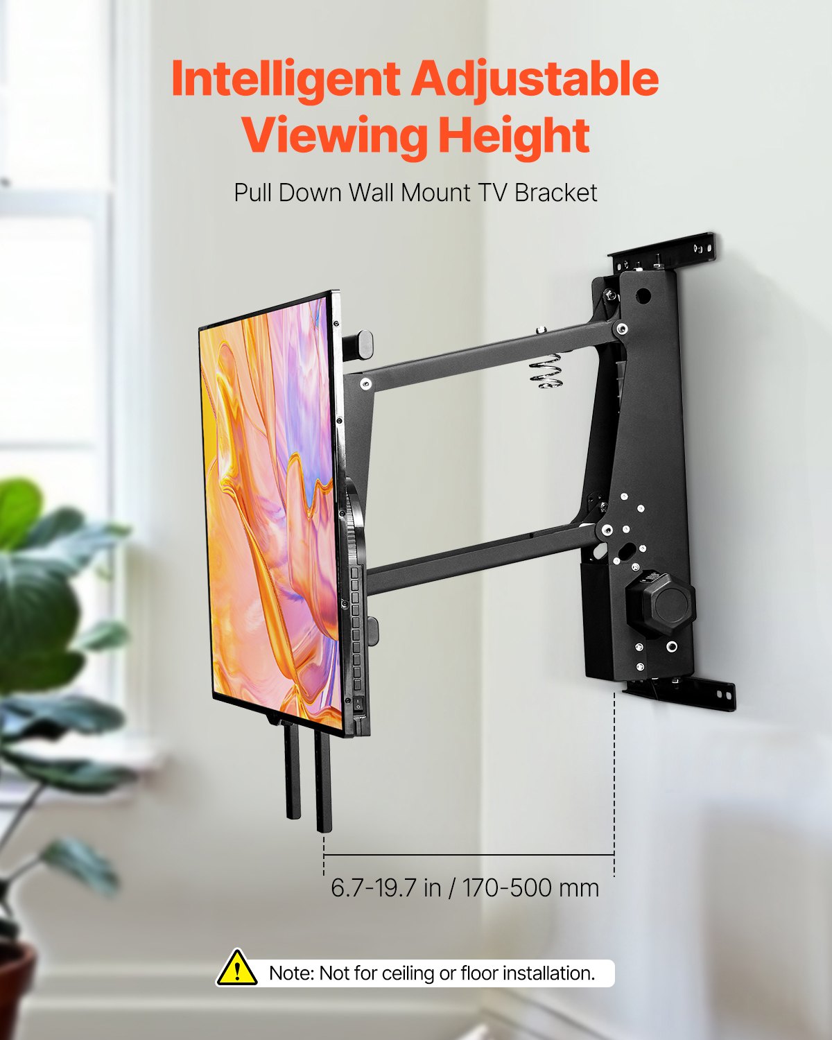 VEVOR Motorized TV Wall Mount, 32-65 in Electric Fireplace TV Wall Mount Black