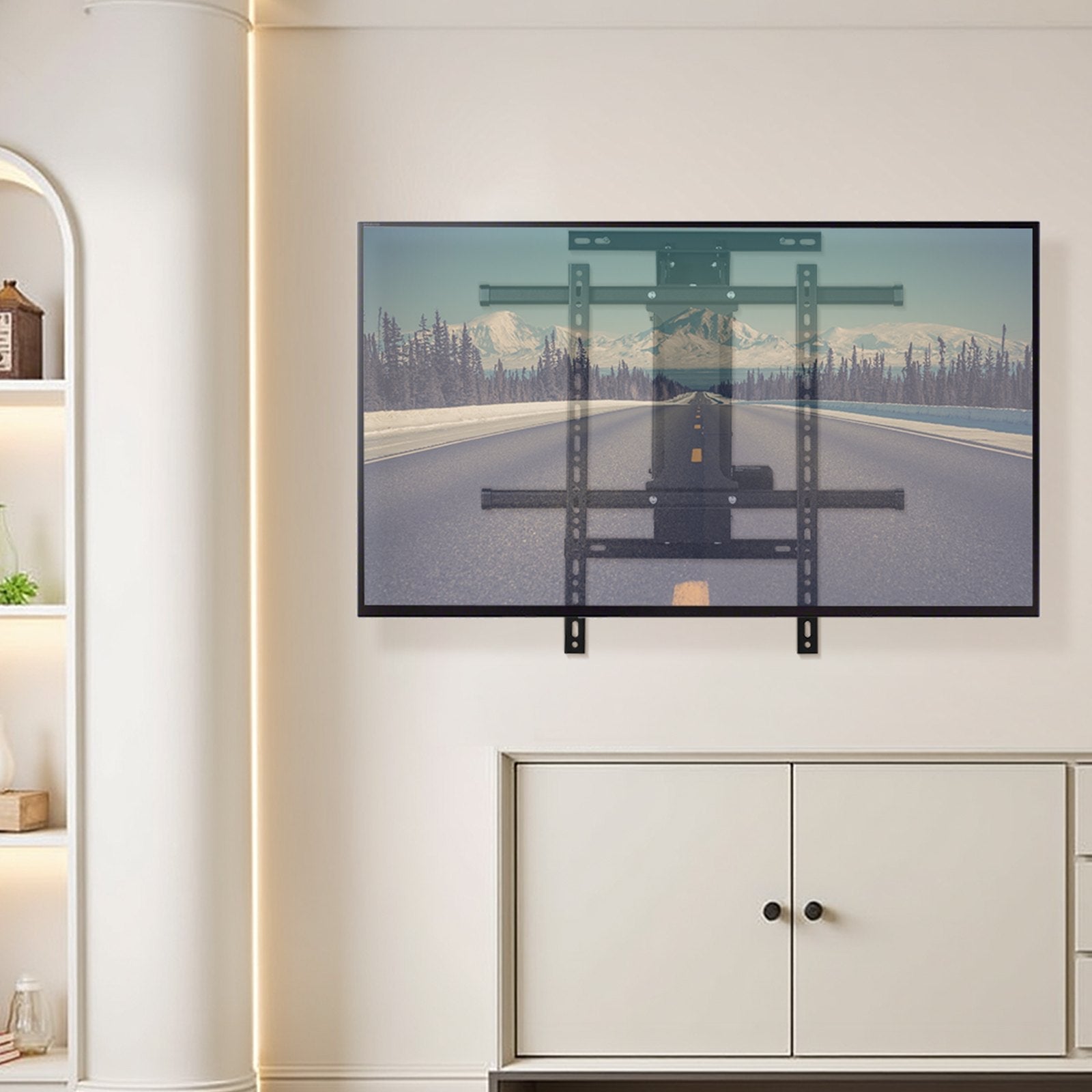 VEVOR Motorized TV Wall Mount, 32-65 in Electric Fireplace TV Wall Mount Black