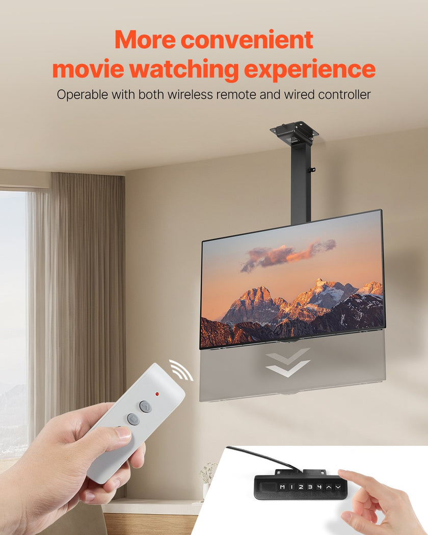 VEVOR Motorized Ceiling TV Mount 32-55 in Screen Electric Adjustable TV Mount
