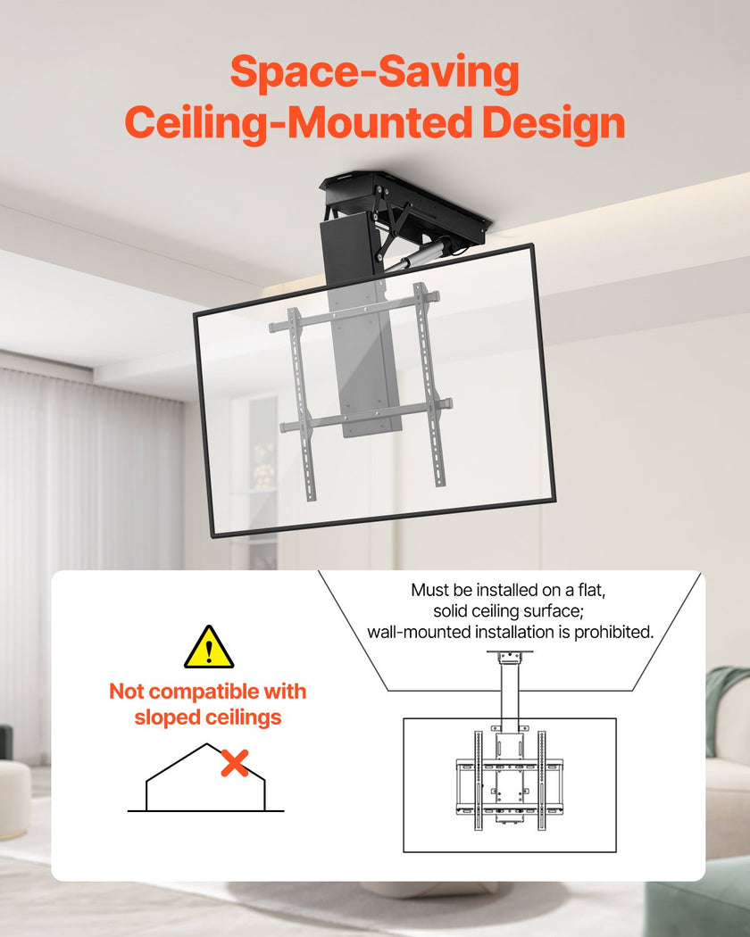 VEVOR Motorized Ceiling TV Mount Electric Flip Down TV Mount for 32-70 in Screen