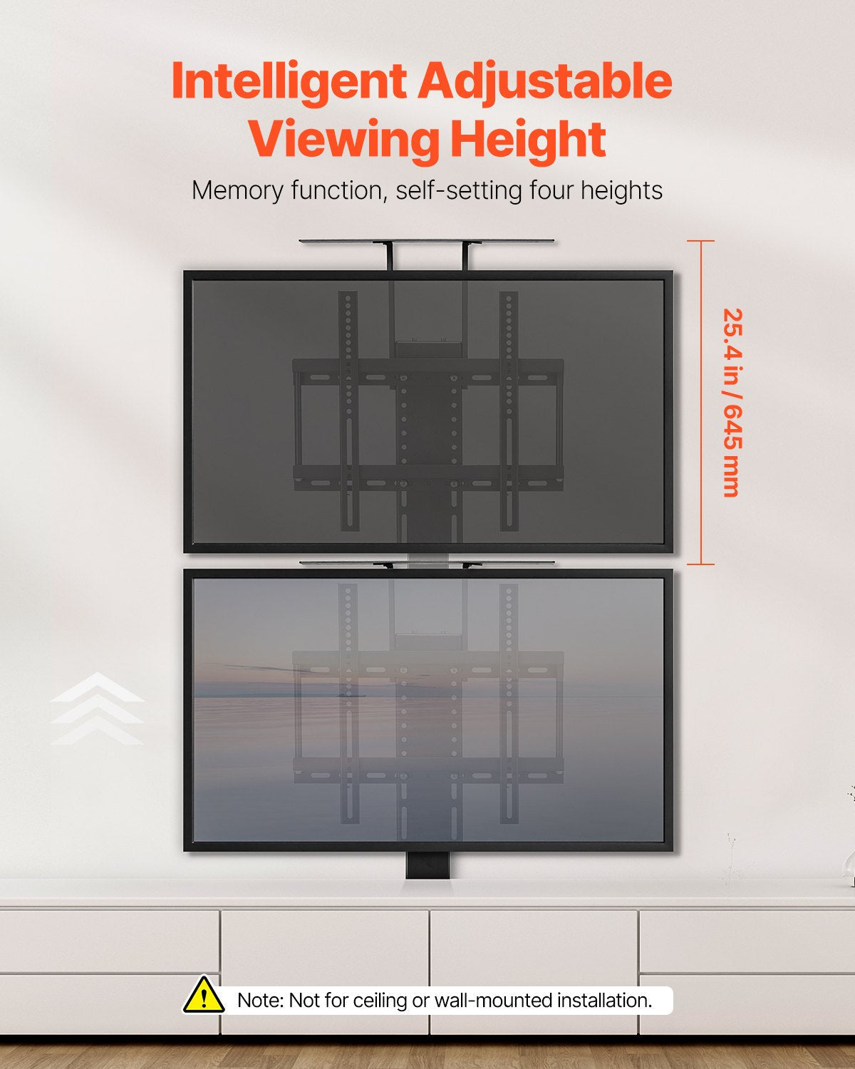 VEVOR Motorized TV Lift Stand Mount Bracket 132 lbs Load with Remote Control