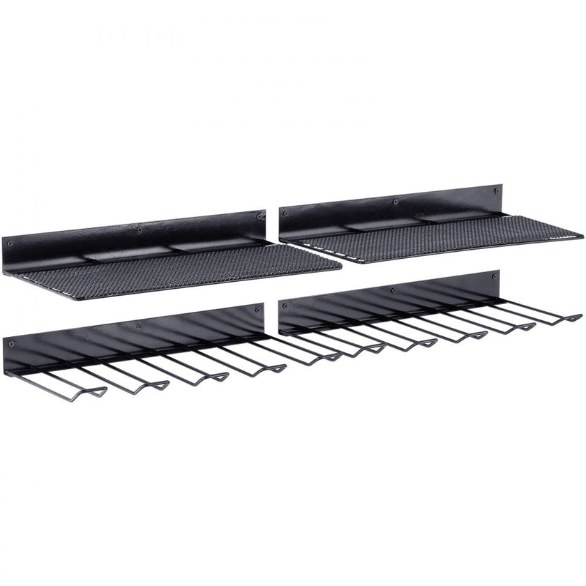 VEVOR Power Tool Organizer, 4 Slot, 2 Layers, 2 Pack Cordless Drill Holder Wall Mount, Battery Charging Station Storage Rack, Multi-Function Garage Organization, Heavy Duty Metal Shelf for Screwdriver