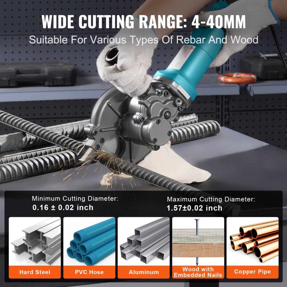 VEVOR 1100W Electric Rebar Cutter Cutting up to 3/2In 4-40mm