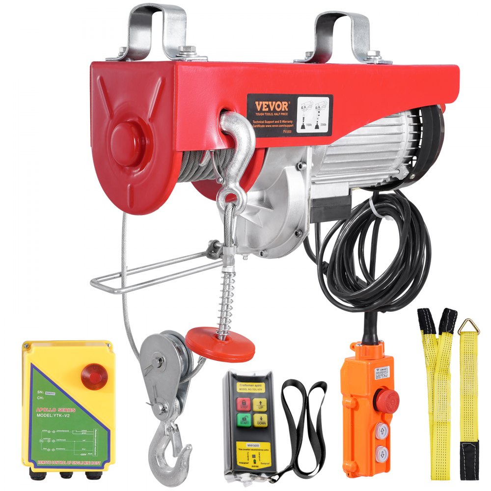 VEVOR Electric Hoist Crane Winch 2200 lbs 328 ft Wireless & 14 ft Wired Remote