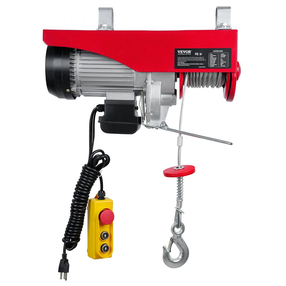 VEVOR Electric Hoist, 2200 lbs Lifting Capacity, 1600W 110V Electric Steel Wire Winch with 14ft Wired Remote Control, 40ft Single Cable Lifting Height & Pure Copper Motor, for Garage Warehouse Factory