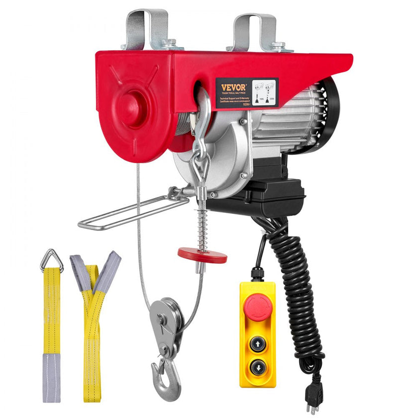 VEVOR Electric Hoist, 2200 lbs Lifting Capacity, 1600W 110V Electric Steel Wire Winch with 14ft Wired Remote Control, 40ft Single Cable Lifting Height & Pure Copper Motor, for Garage Warehouse Factory
