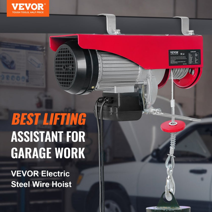 VEVOR Electric Hoist, 1760 lbs Lifting Capacity, 1450W 110V Electric Steel Wire Winch with 14ft Wired Remote Control, 40ft Single Cable Lifting Height & Pure Copper Motor, for Garage Warehouse Factory
