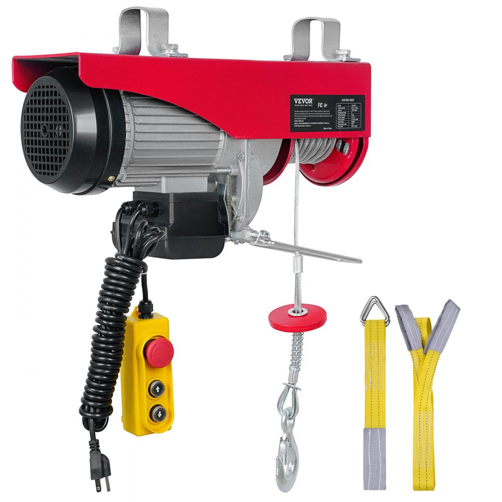 VEVOR Electric Hoist, 1760 lbs Lifting Capacity, 1450W 110V Electric Steel Wire Winch with 14ft Wired Remote Control, 40ft Single Cable Lifting Height & Pure Copper Motor, for Garage Warehouse Factory
