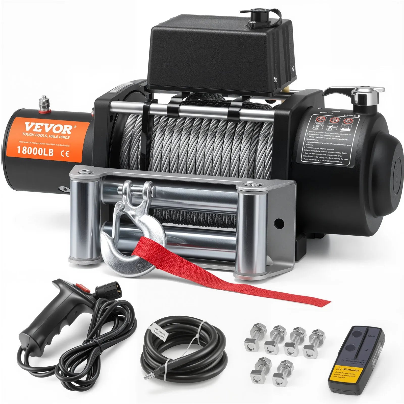 VEVOR Electric Winch Truck 18,000 lb Steel Cable IP65 Waterproof Remote Control