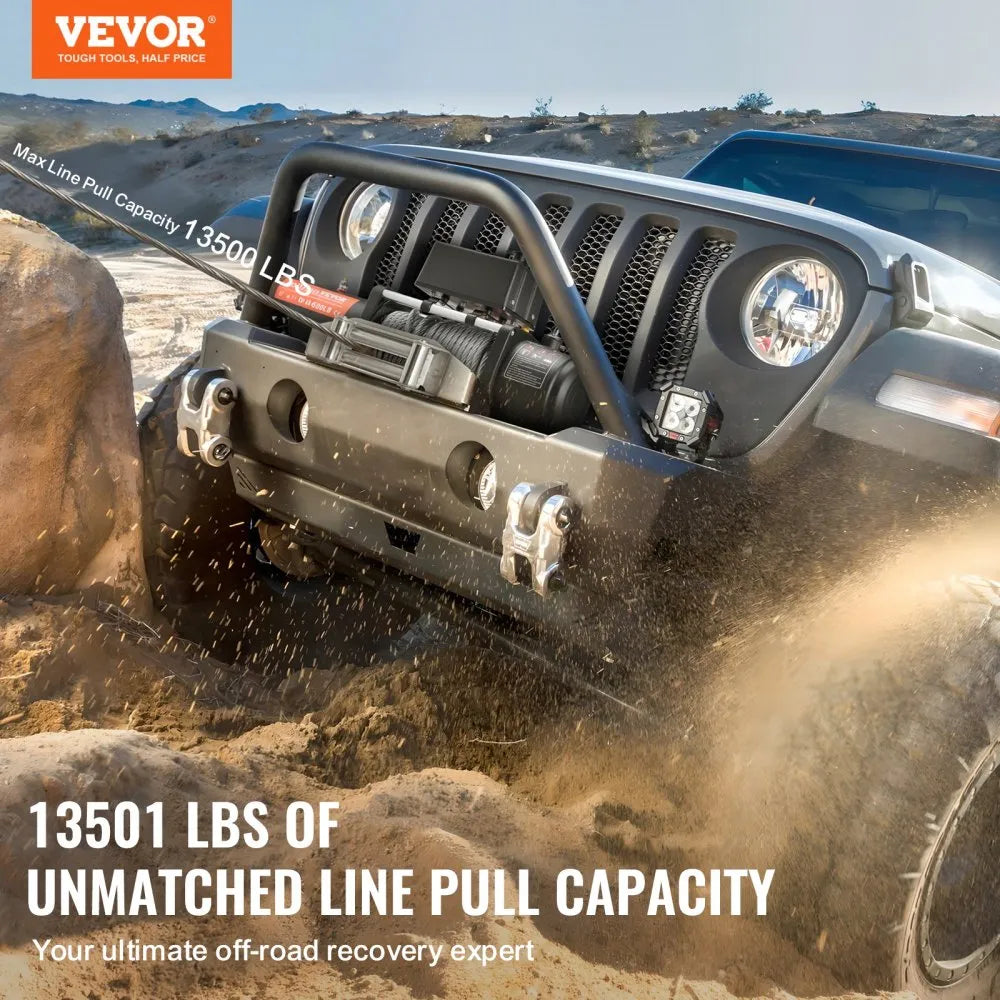 VEVOR Electric Winch Truck 13,500 lb Steel Cable IP65 Waterproof Remote Control