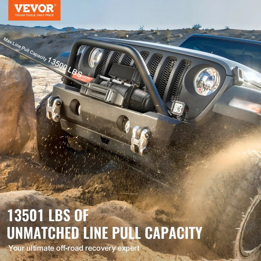 VEVOR Electric Winch Truck 13,500 lb Steel Cable IP65 Waterproof Remote Control