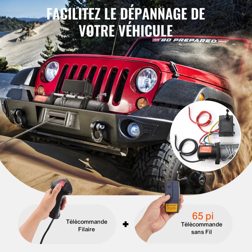 VEVOR Electric Winch Truck 13,500 lb Steel Cable IP65 Waterproof Remote Control
