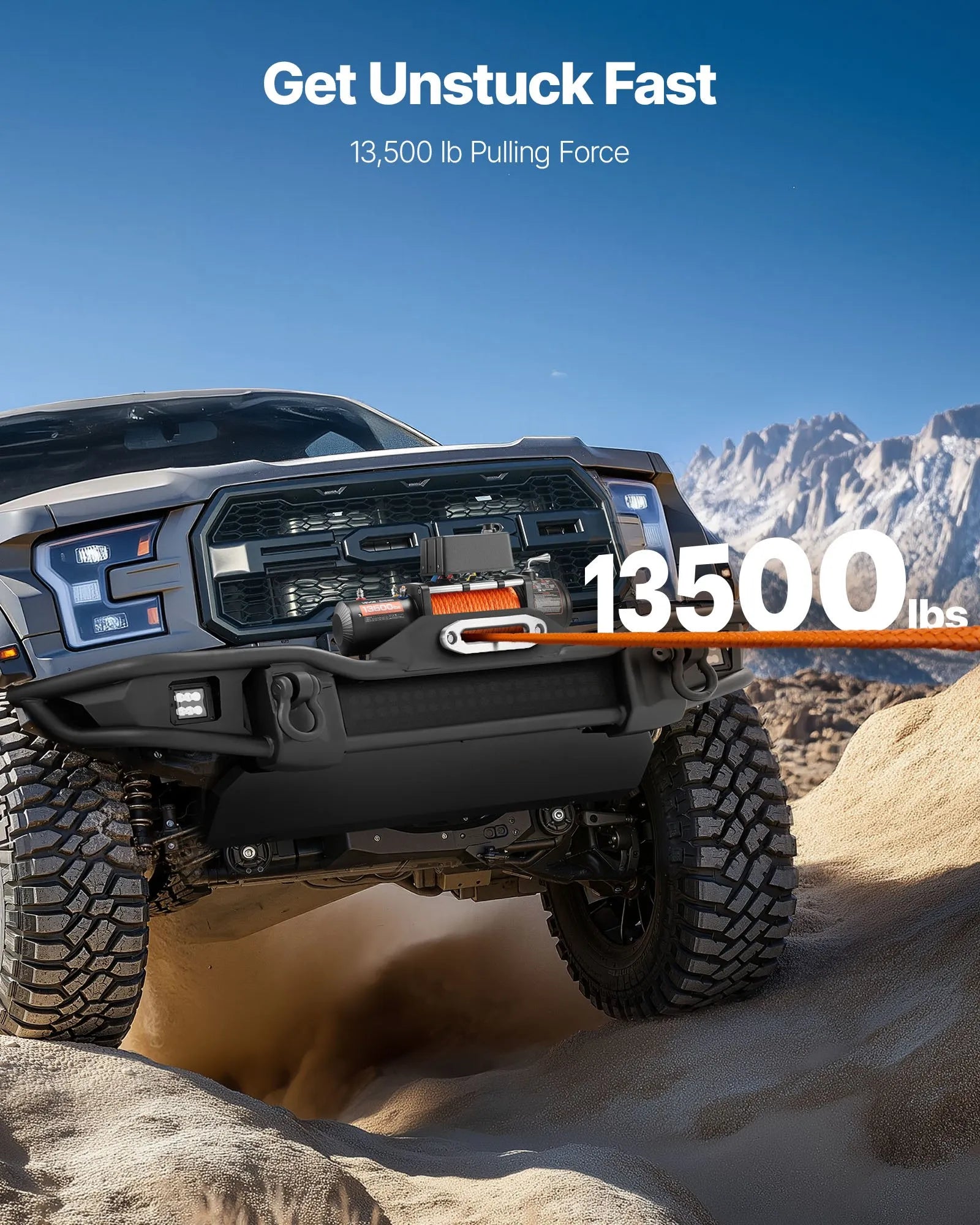 VEVOR Electric Winch Truck 13,500 lb Synthetic Rope Waterproof Remote Control