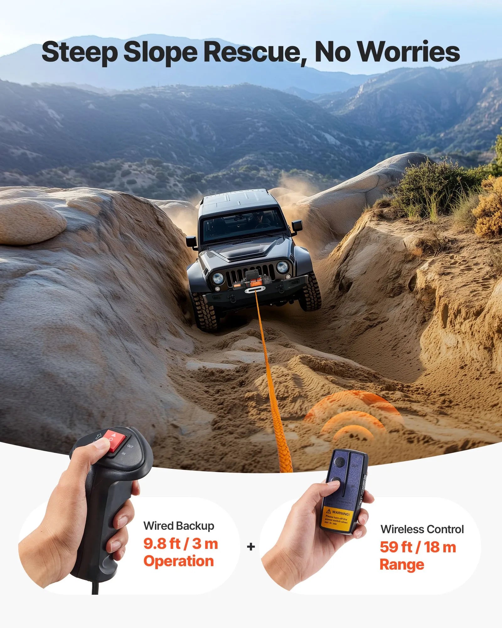 VEVOR Electric Winch Truck 13,500 lb Synthetic Rope Waterproof Remote Control