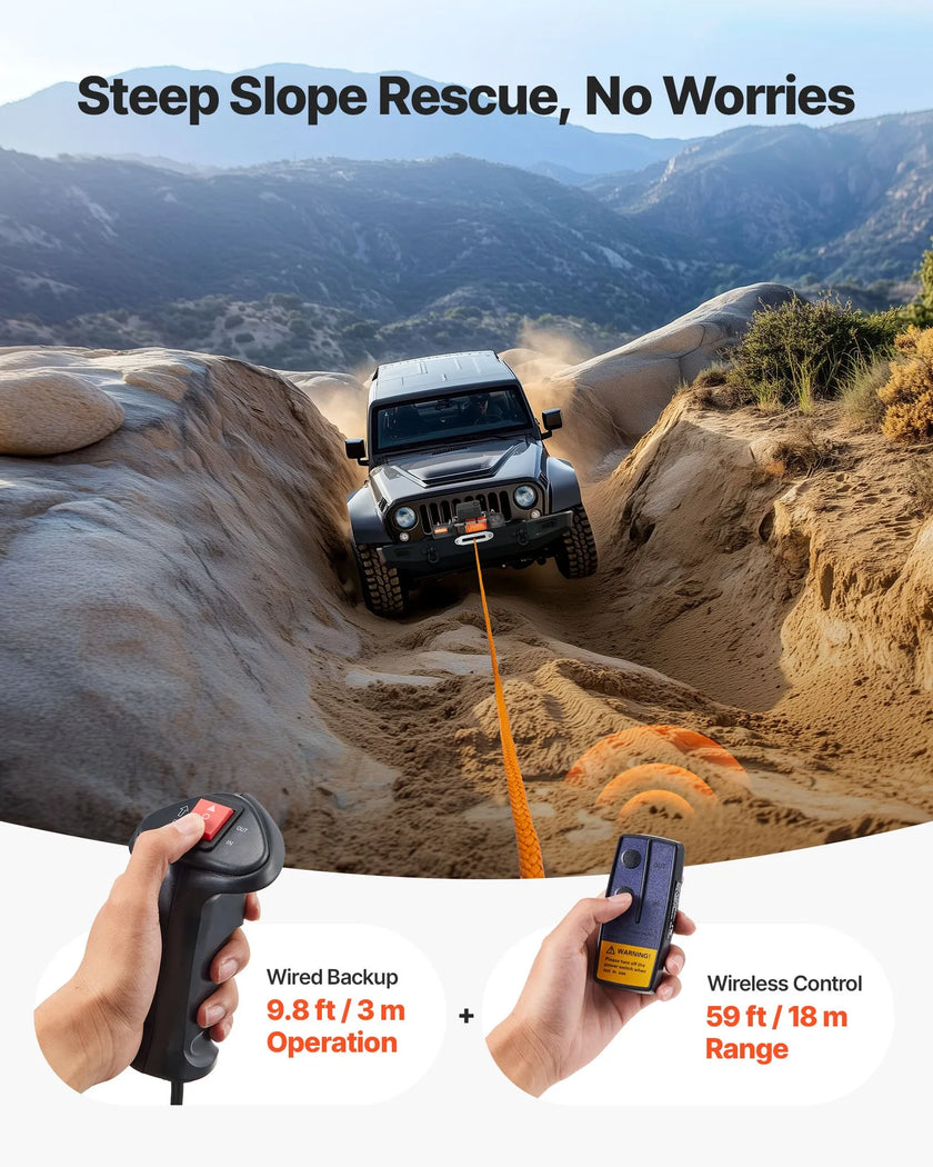 VEVOR Electric Winch Truck 13,500 lb Synthetic Rope Waterproof Remote Control