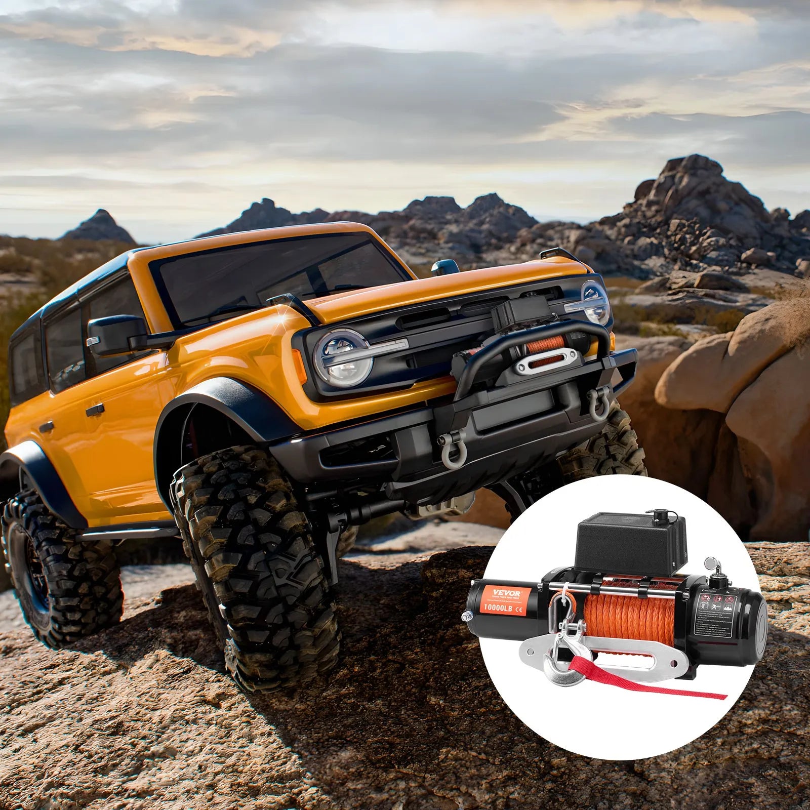 VEVOR Electric Winch Truck 10,000 lb Synthetic Rope Waterproof Remote Control