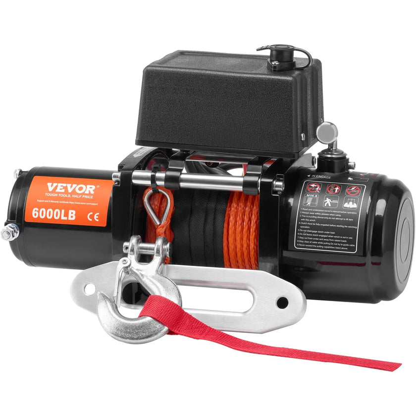 VEVOR Electric Winch for Truck 6000 lb Synthetic Rope Waterproof Remote Control
