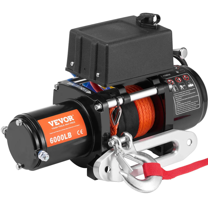 VEVOR Electric Winch for Truck 6000 lb Synthetic Rope Waterproof Remote Control