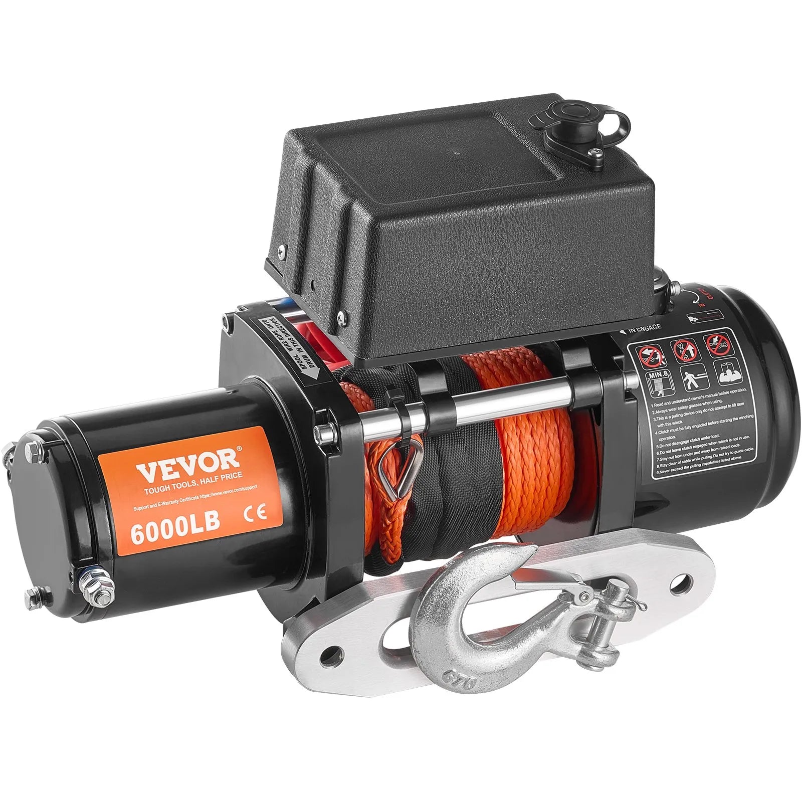 VEVOR Electric Winch for Truck 6000 lb Synthetic Rope Waterproof Remote Control