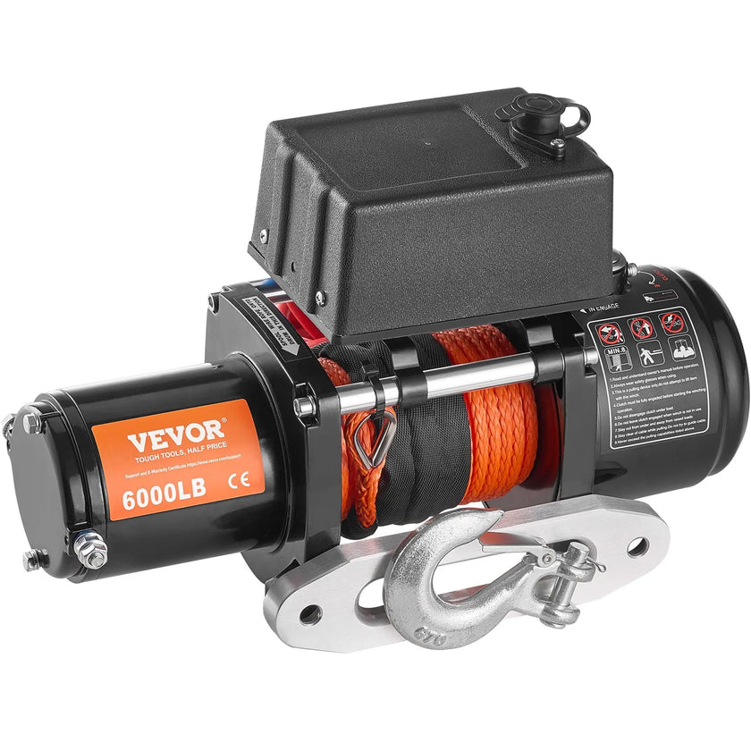 VEVOR Electric Winch for Truck 6000 lb Synthetic Rope Waterproof Remote Control