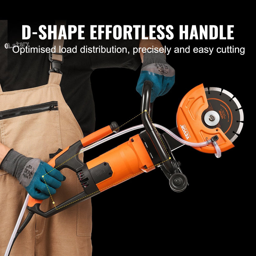 VEVOR Electric Concrete Saw, 7 in Circular Saw Cutter, 2000 W High Power with Max. 2.5 in Cutting Depth, Wet/Dry Disk Saw Cutter Includes Water Line, Pump and Blade, for Stone, Brick