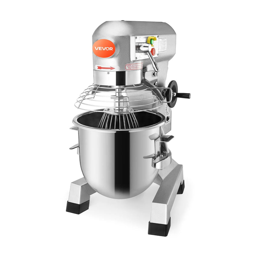 VEVOR Commercial Food Mixer 20Qt 750W 3 Speeds Adjustable 105 180 and 408 RPM Food Processor Heavy Duty with Stainless Steel Bowl Dough Hooks Whisk Beater for Schools Bakeries Restaurants Pizzeria