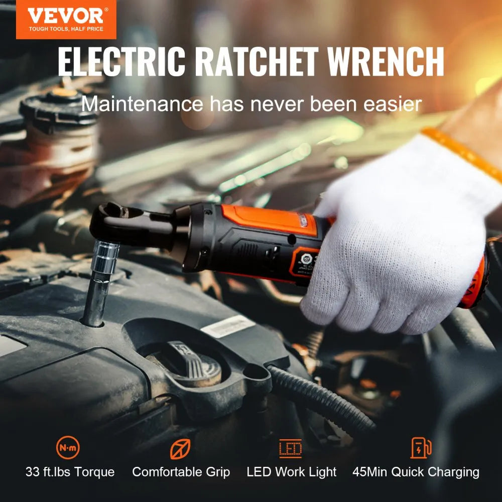 VEVOR Cordless Electric Ratchet Wrench, 3/8