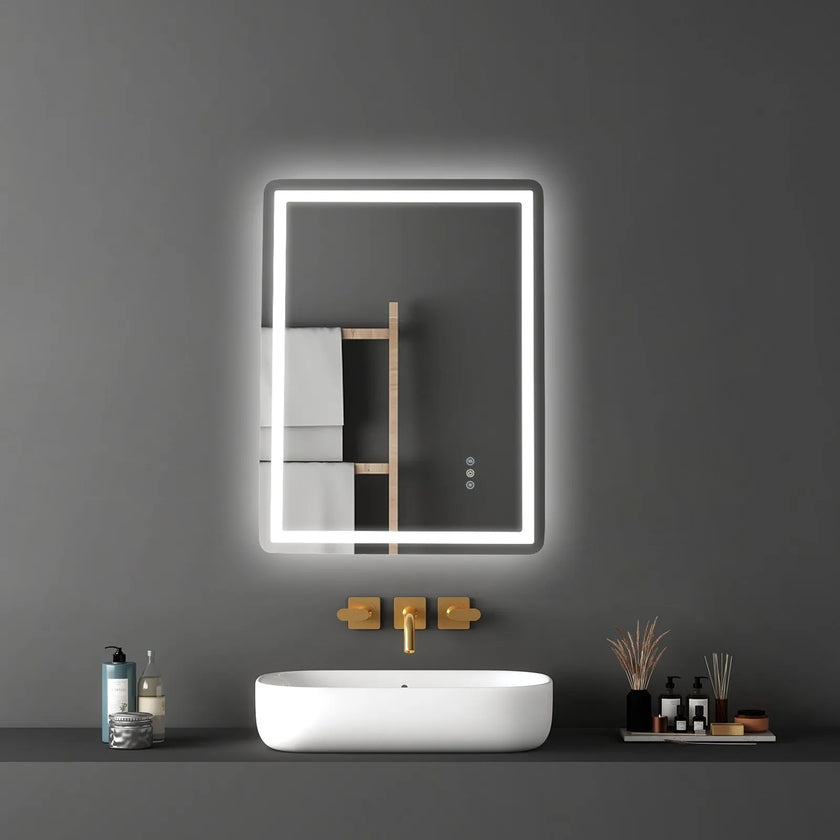 VEVOR LED Bathroom Mirror 3 Colors Anti-fog Wall Mounted Vanity Mirror 24