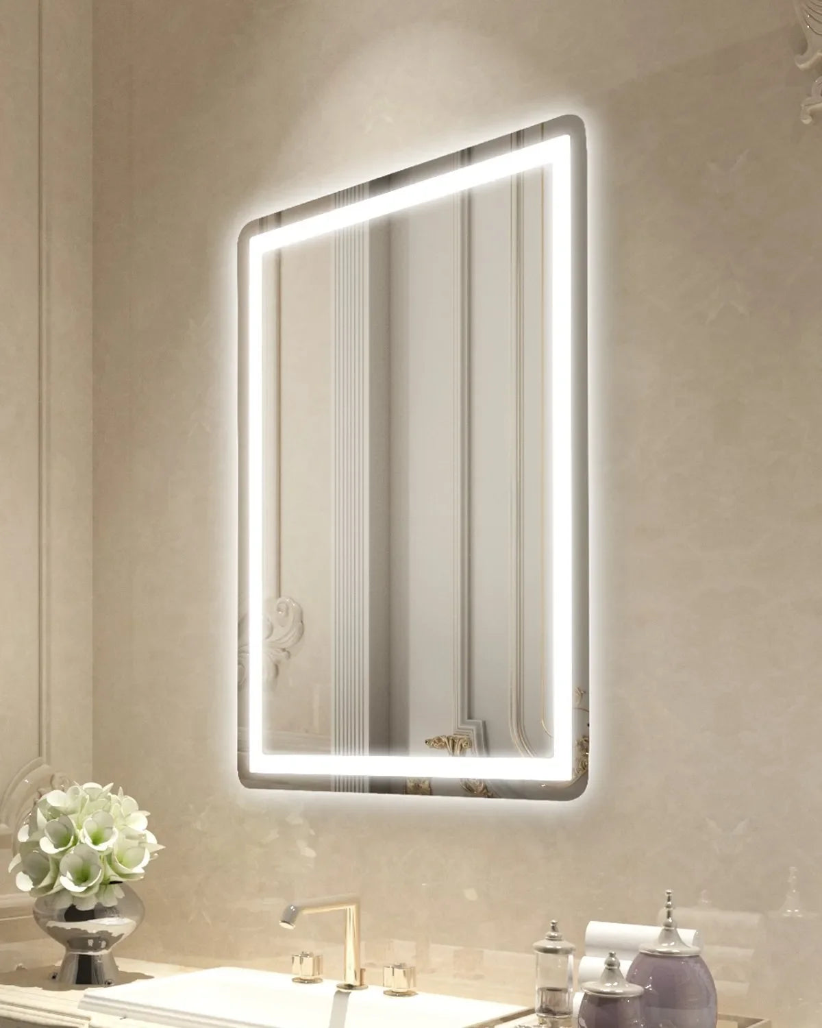 VEVOR LED Bathroom Mirror 3 Colors Anti-fog Wall Mounted Vanity Mirror 24